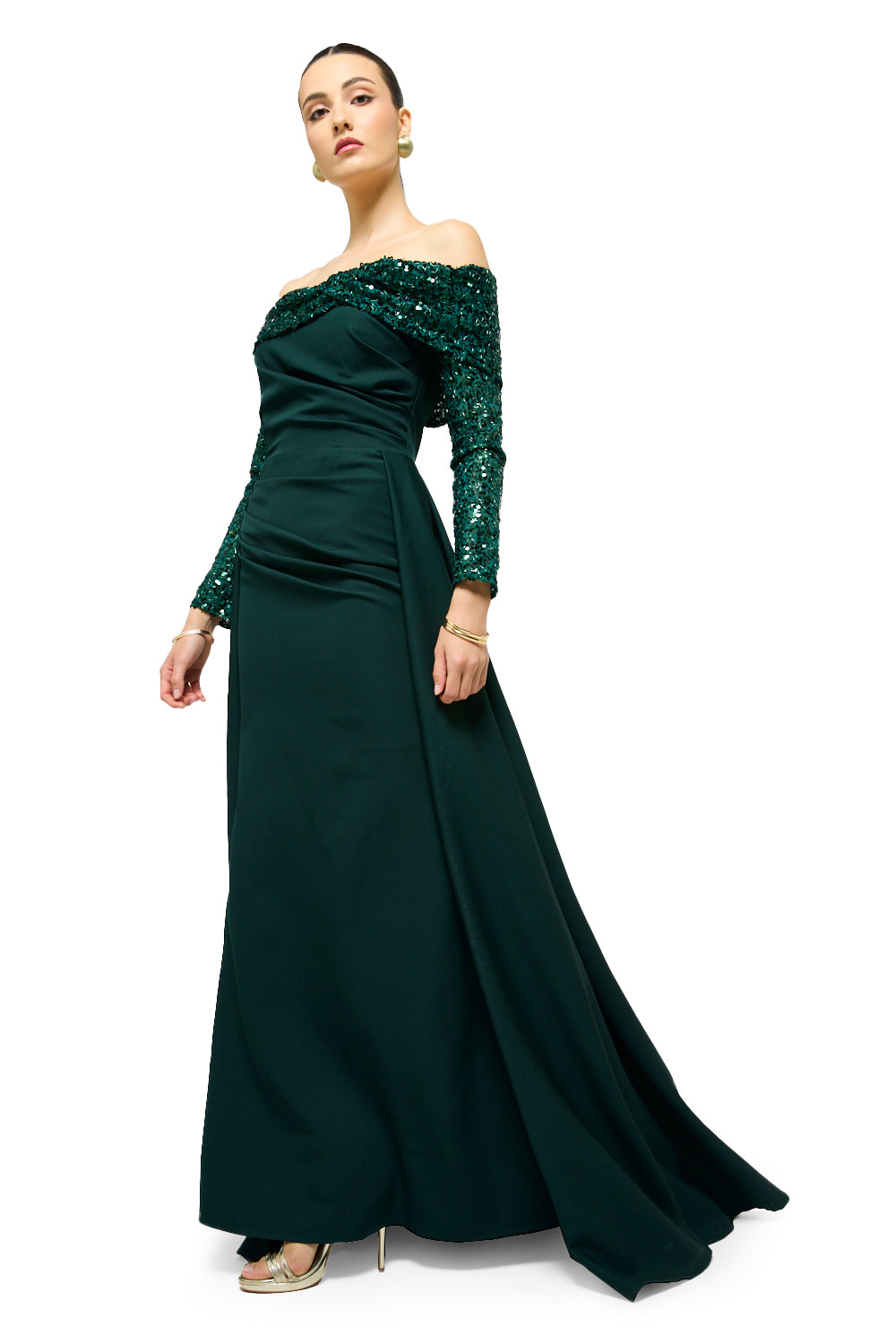 Midnight Radiance Off-Shoulder Gown