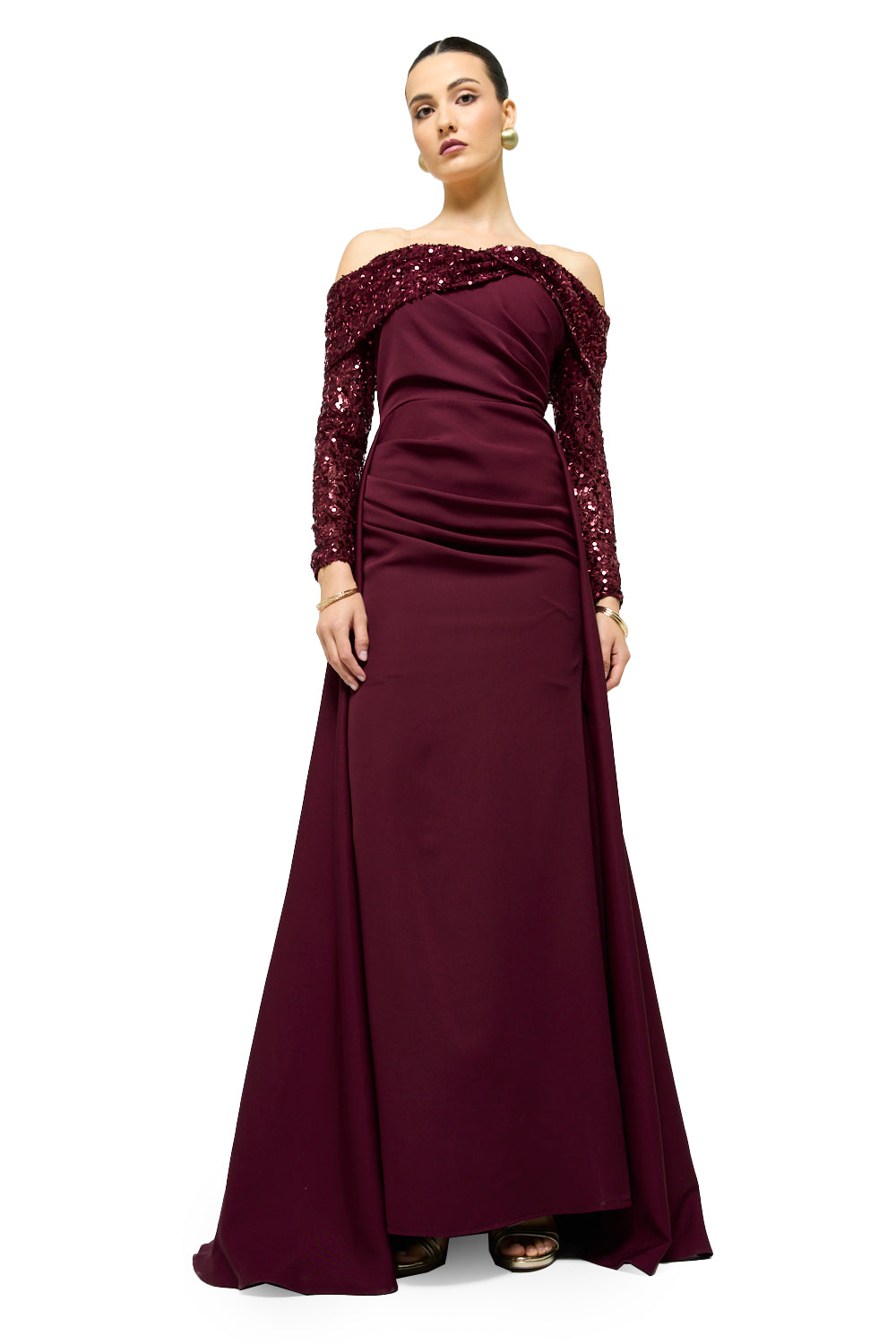 Midnight Radiance Off-Shoulder Gown