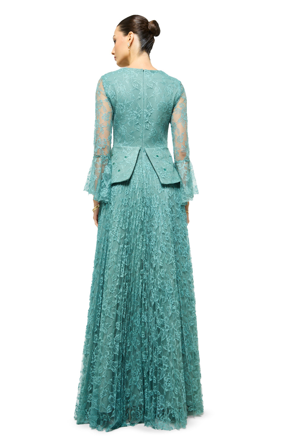Lace Petal Peplum Maxi Dress