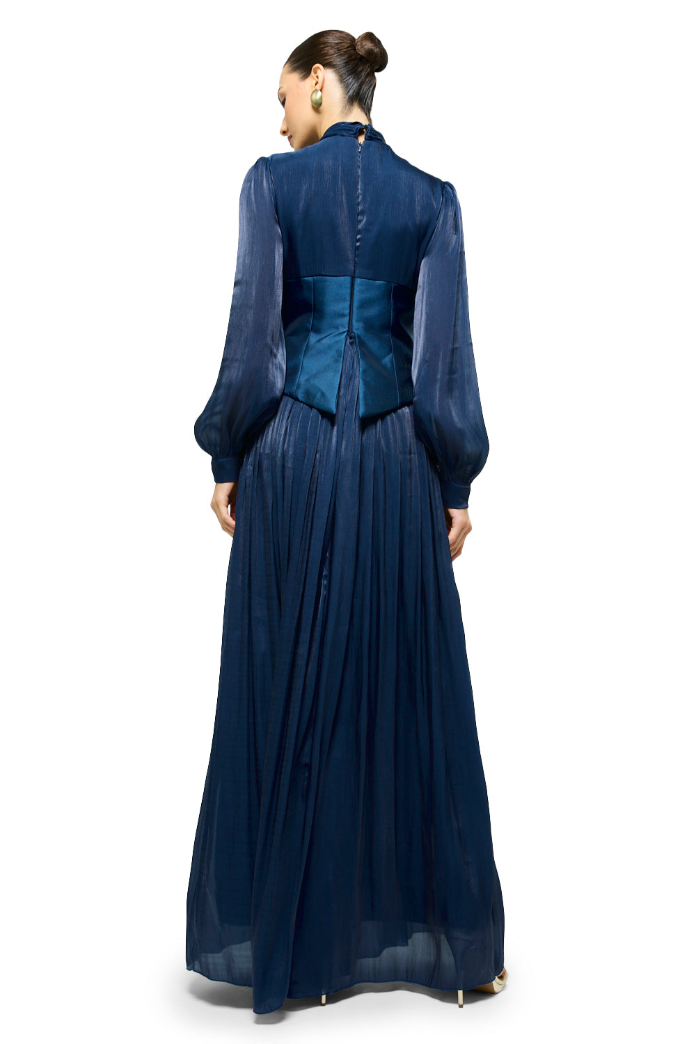 Whispered Bow Pleated Maxi Dress