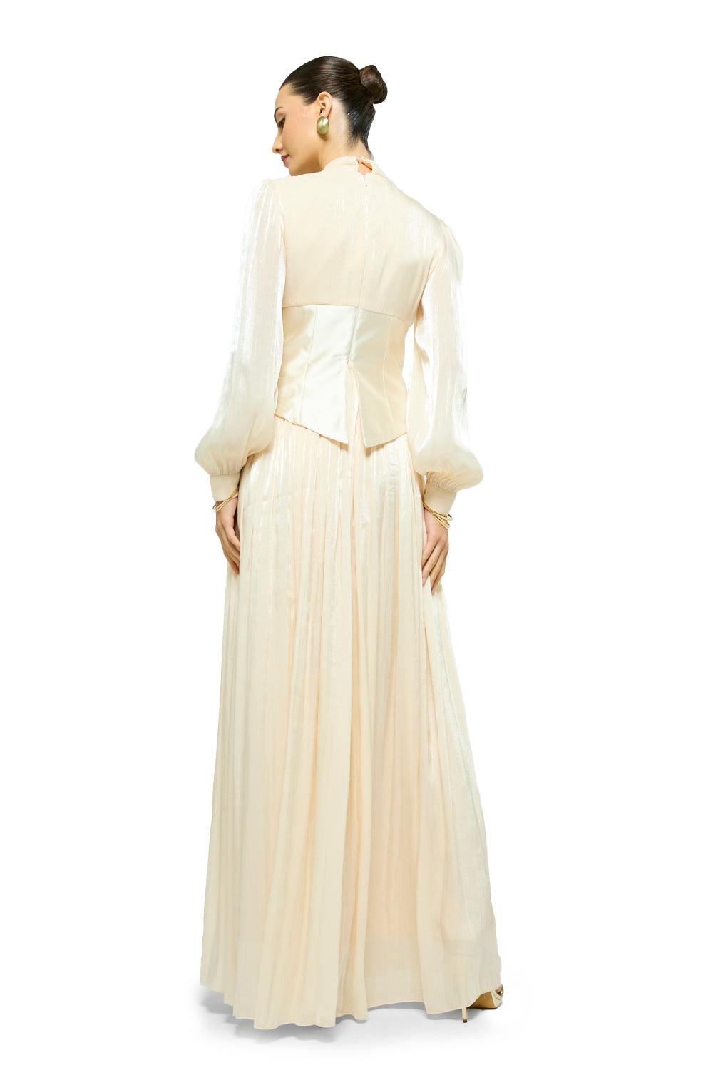 Whispered Bow Pleated Maxi Dress