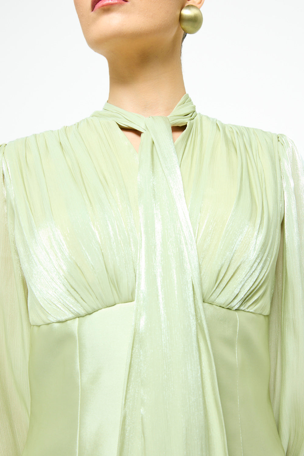 Whispered Bow Pleated Maxi Dress