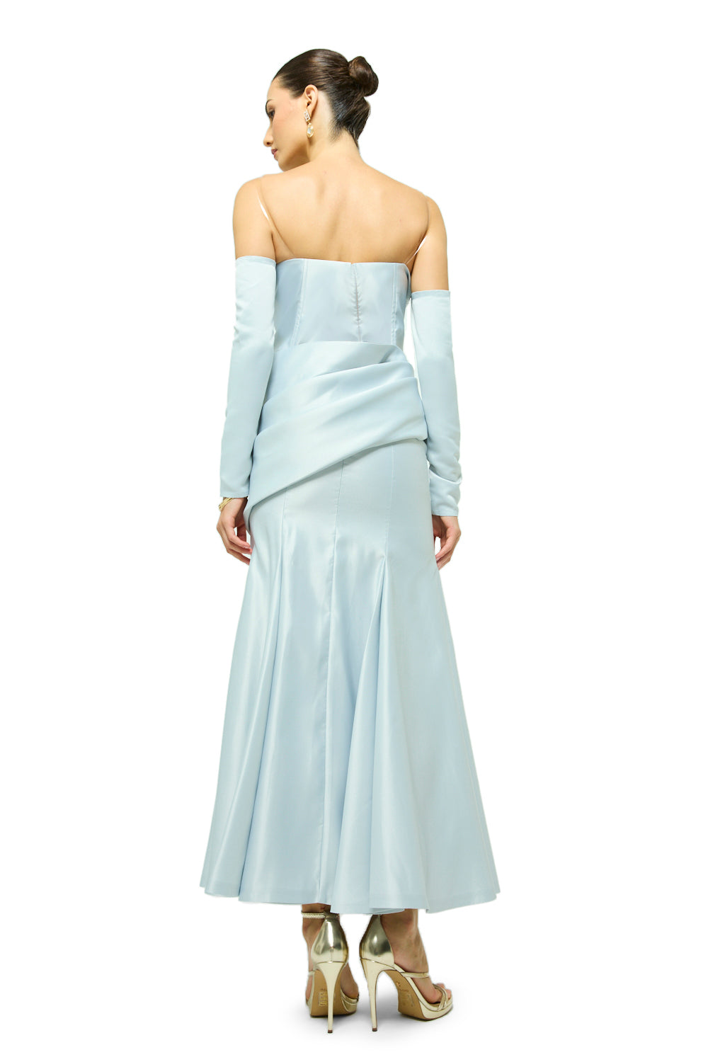 Sculpted Satin Drape Maxi Dress