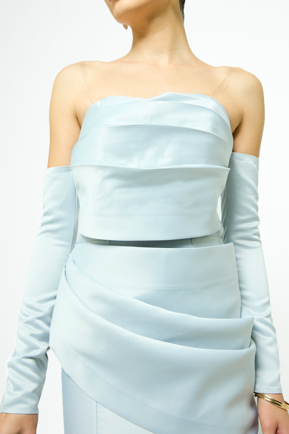 Sculpted Satin Drape Maxi Dress