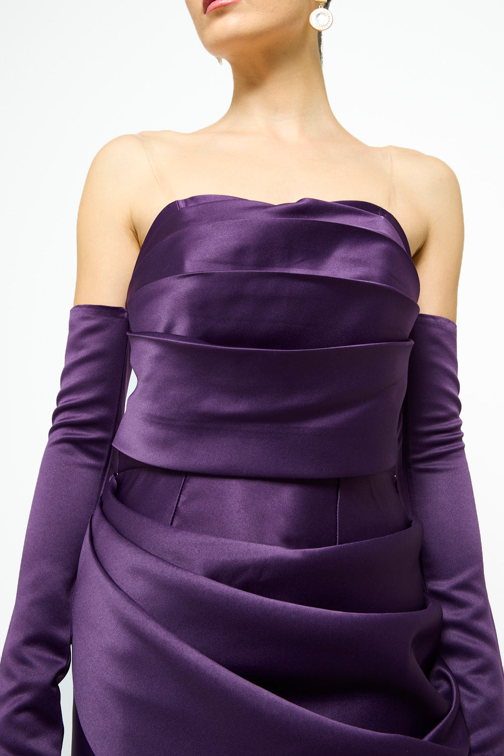 Sculpted Satin Drape Maxi Dress