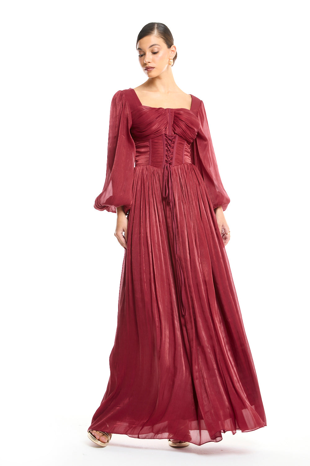 Ethereal Lace-Up Corsetry  Maxi Gown