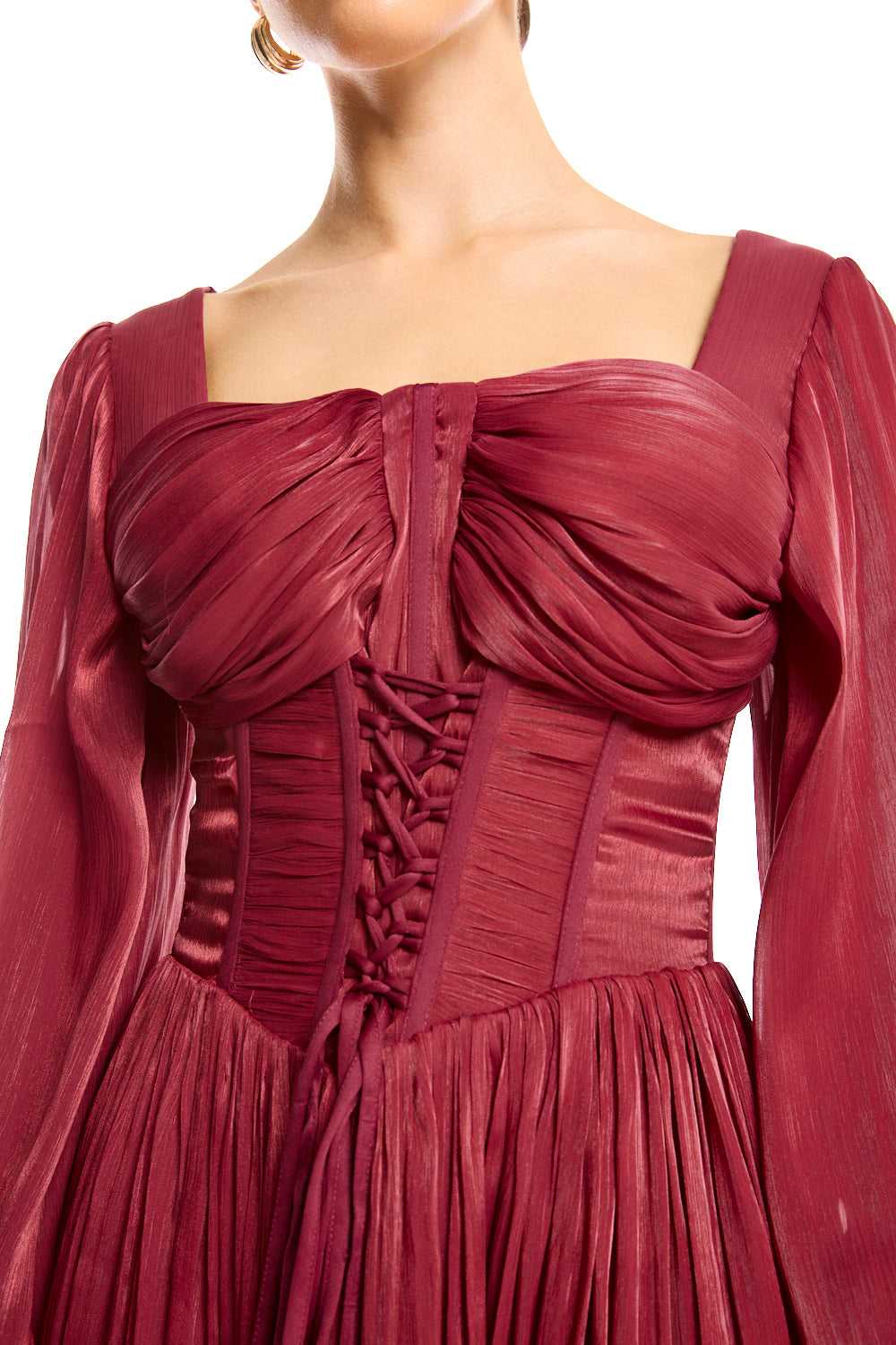 Ethereal Lace-Up Corsetry  Maxi Gown