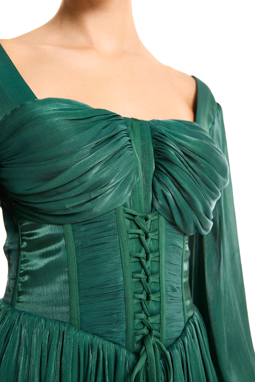 Ethereal Lace-Up Corsetry  Maxi Gown