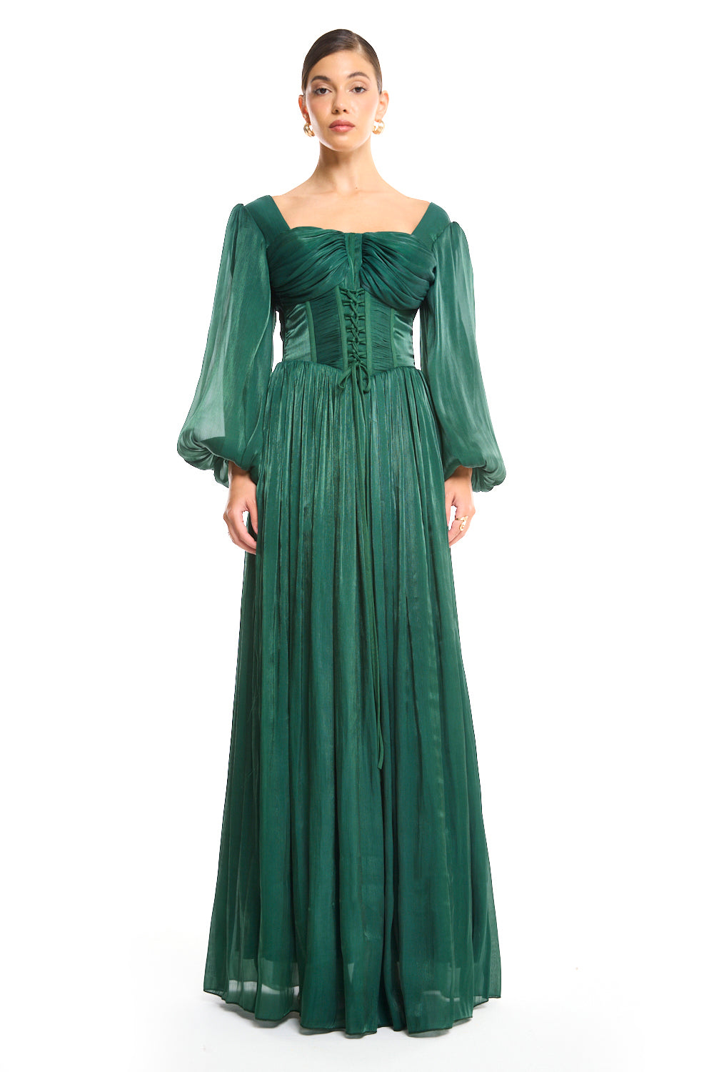 Ethereal Lace-Up Corsetry  Maxi Gown