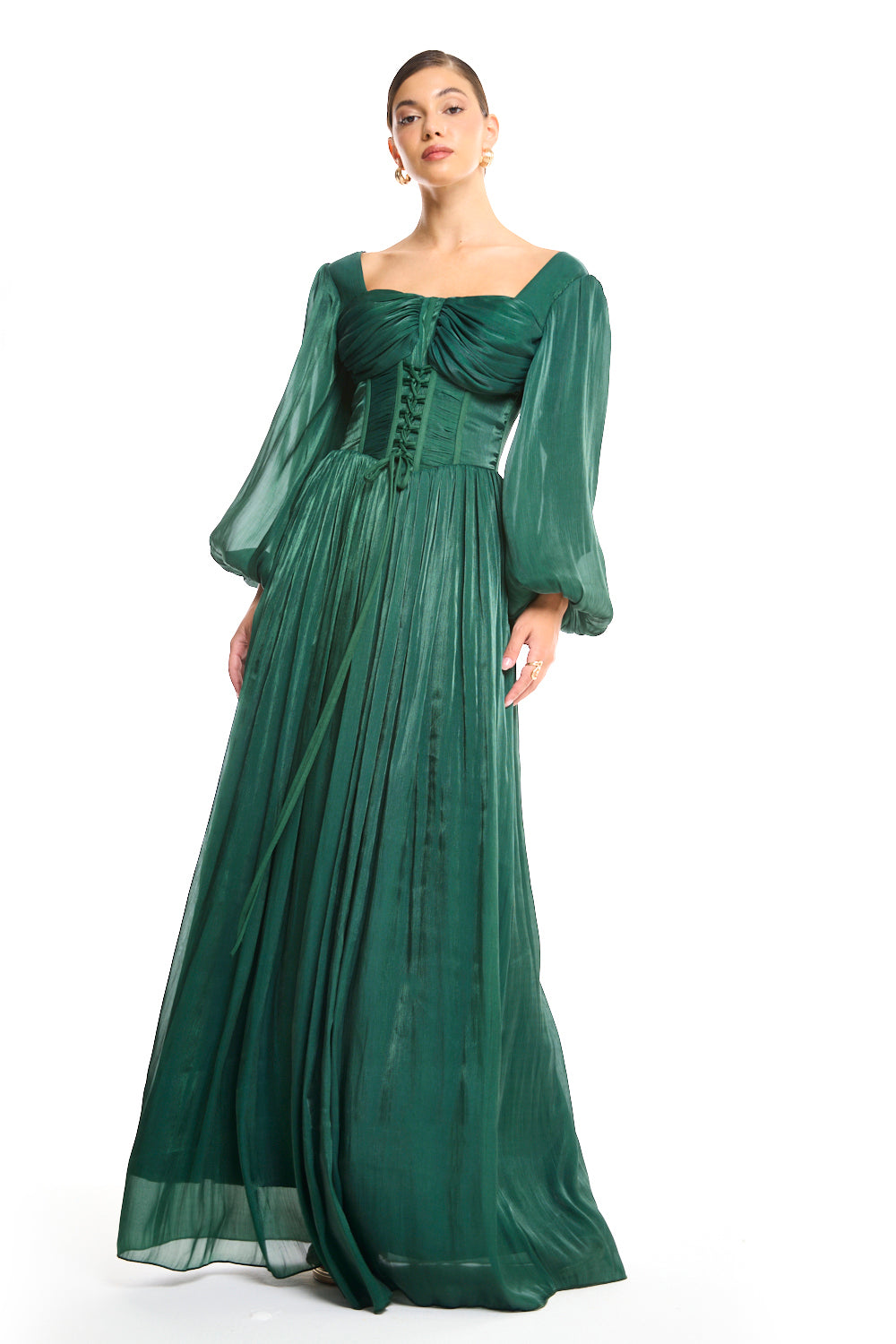 Ethereal Lace-Up Corsetry  Maxi Gown