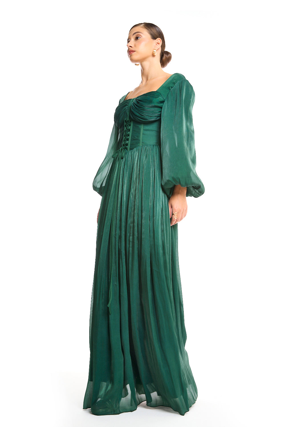 Ethereal Lace-Up Corsetry  Maxi Gown