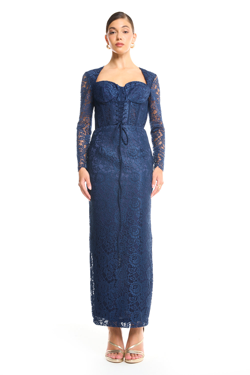 Botanical Lace Column Dress