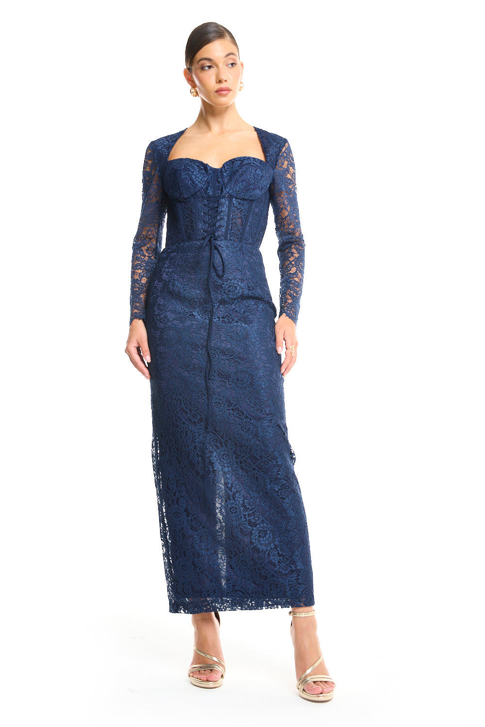 Botanical Lace Column Dress