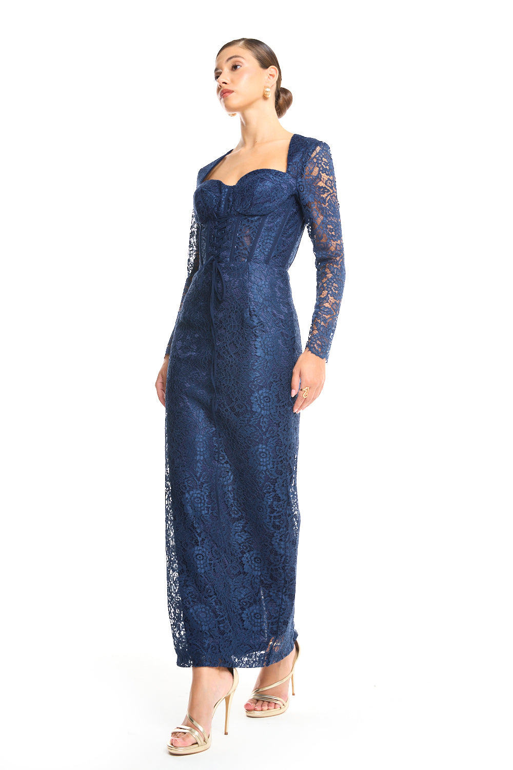 Botanical Lace Column Dress