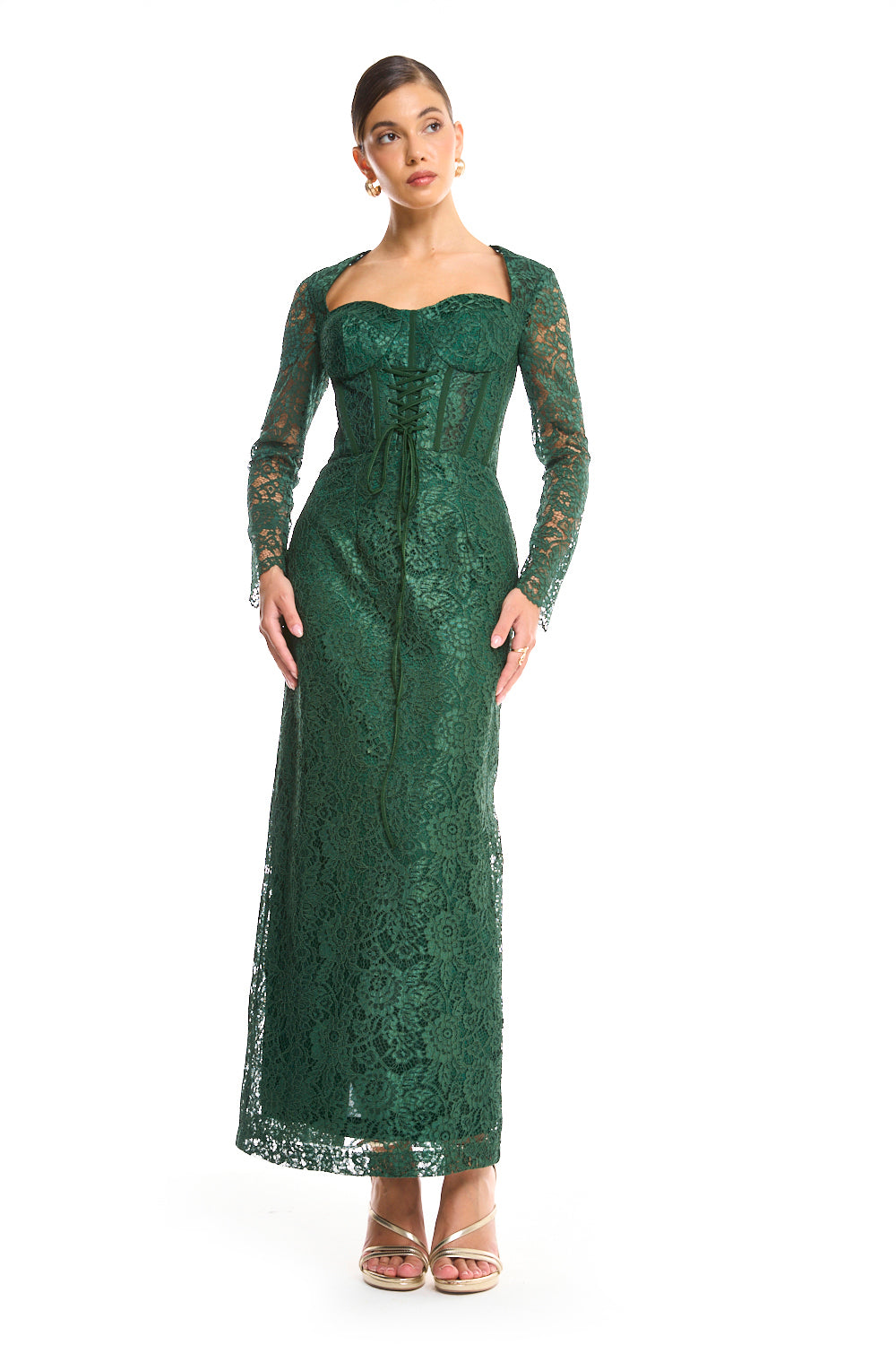 Botanical Lace Column Dress