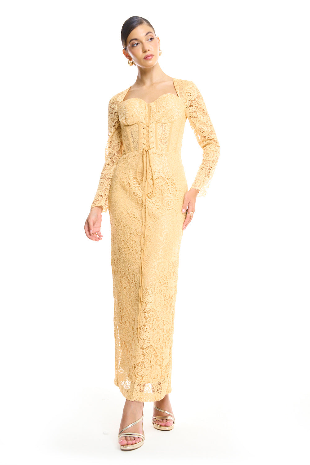 Botanical Lace Column Dress