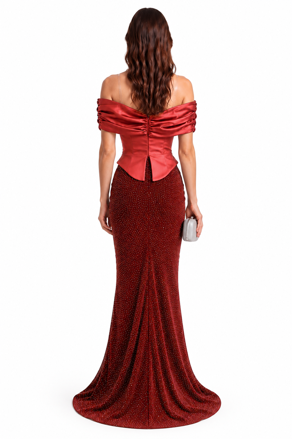 "Dana" Bow Off Shoulder Gown