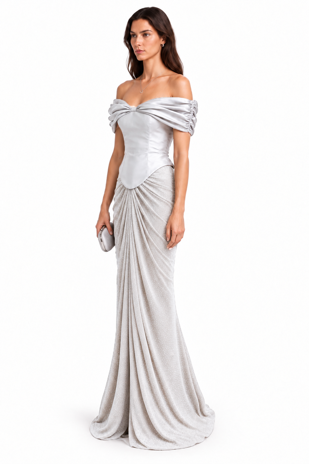 "Dana" Bow Off Shoulder Gown