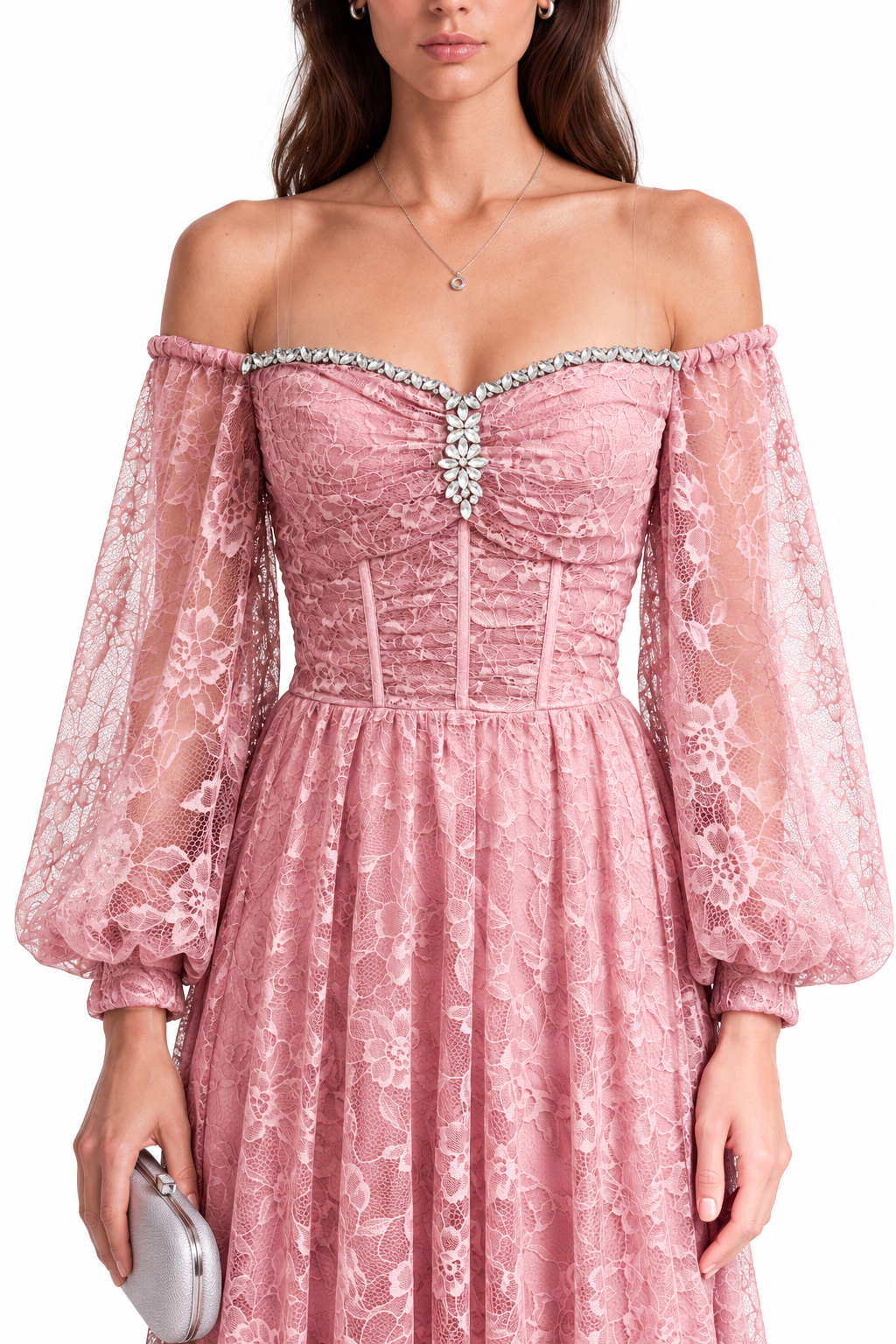 "Elara" Lace Puff Sleeve Gown