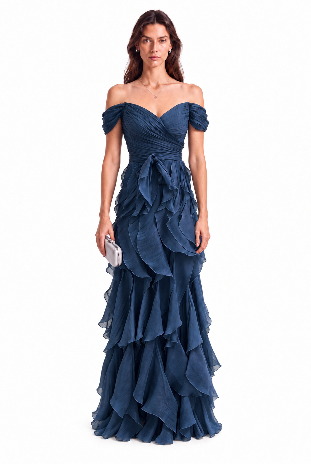 "Salma" Ruffle Off Shoulder Gown
