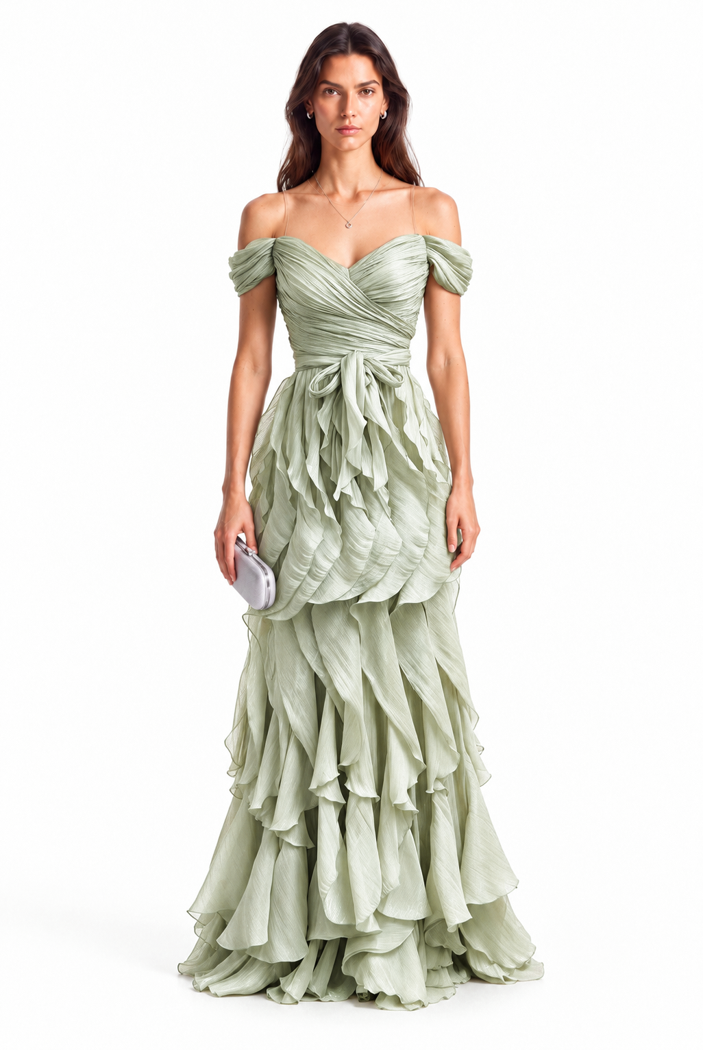 "Salma" Ruffle Off Shoulder Gown
