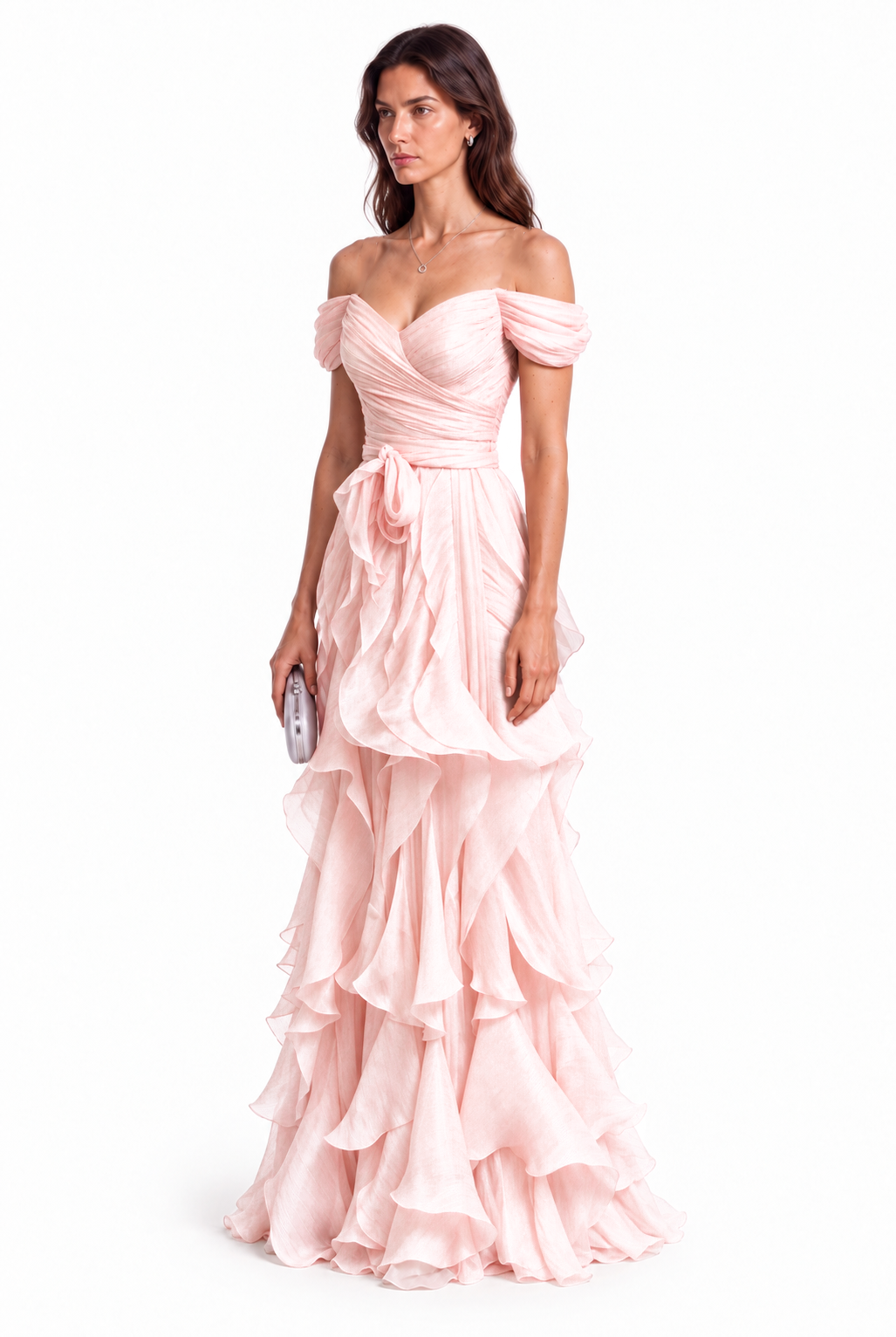 "Salma" Ruffle Off Shoulder Gown