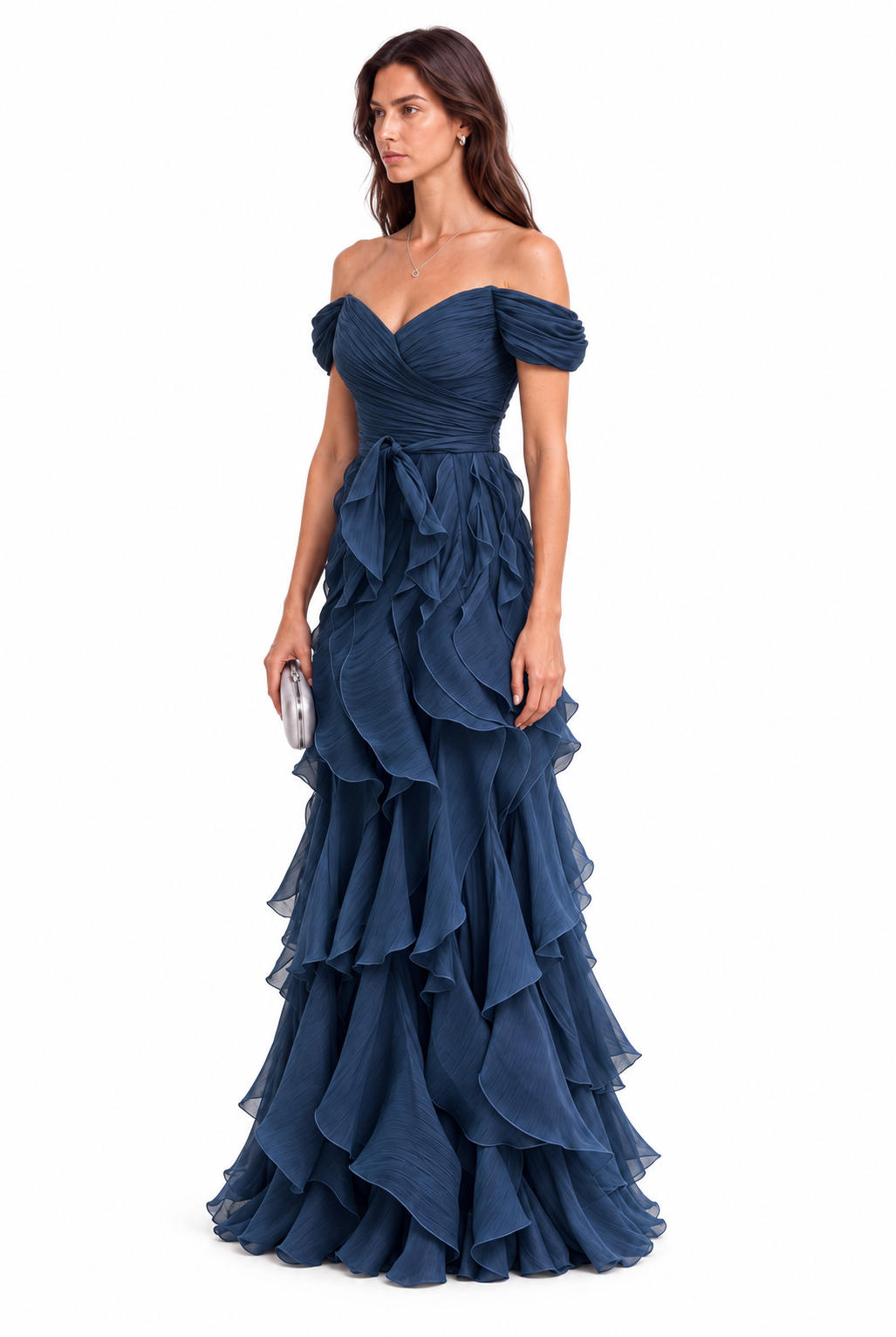 "Salma" Ruffle Off Shoulder Gown