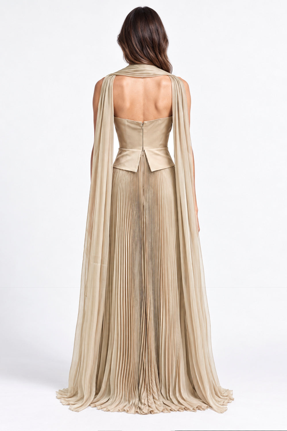 "Rana" Floral Embroidered Strapless Gown