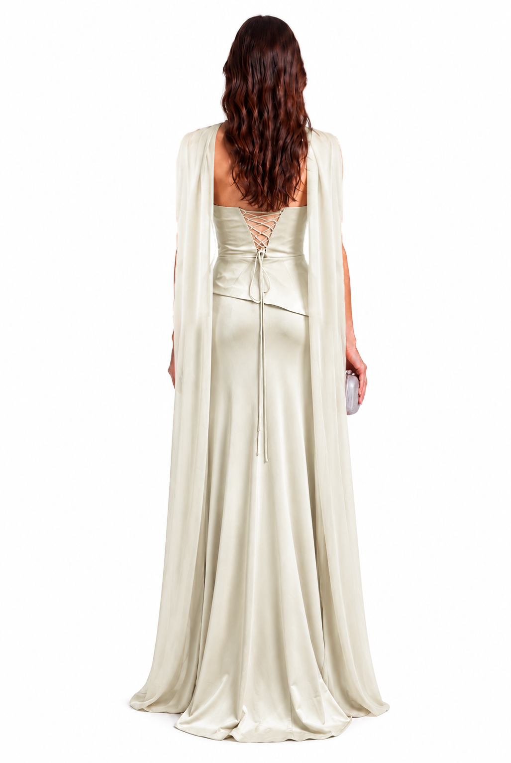 "Maya" Strapless Gown with Scarf