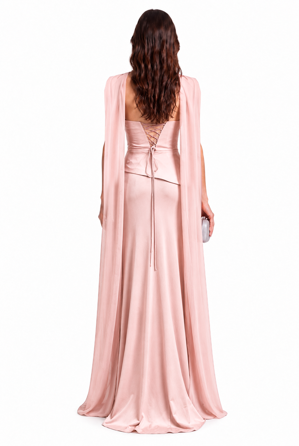 "Maya" Strapless Gown with Scarf
