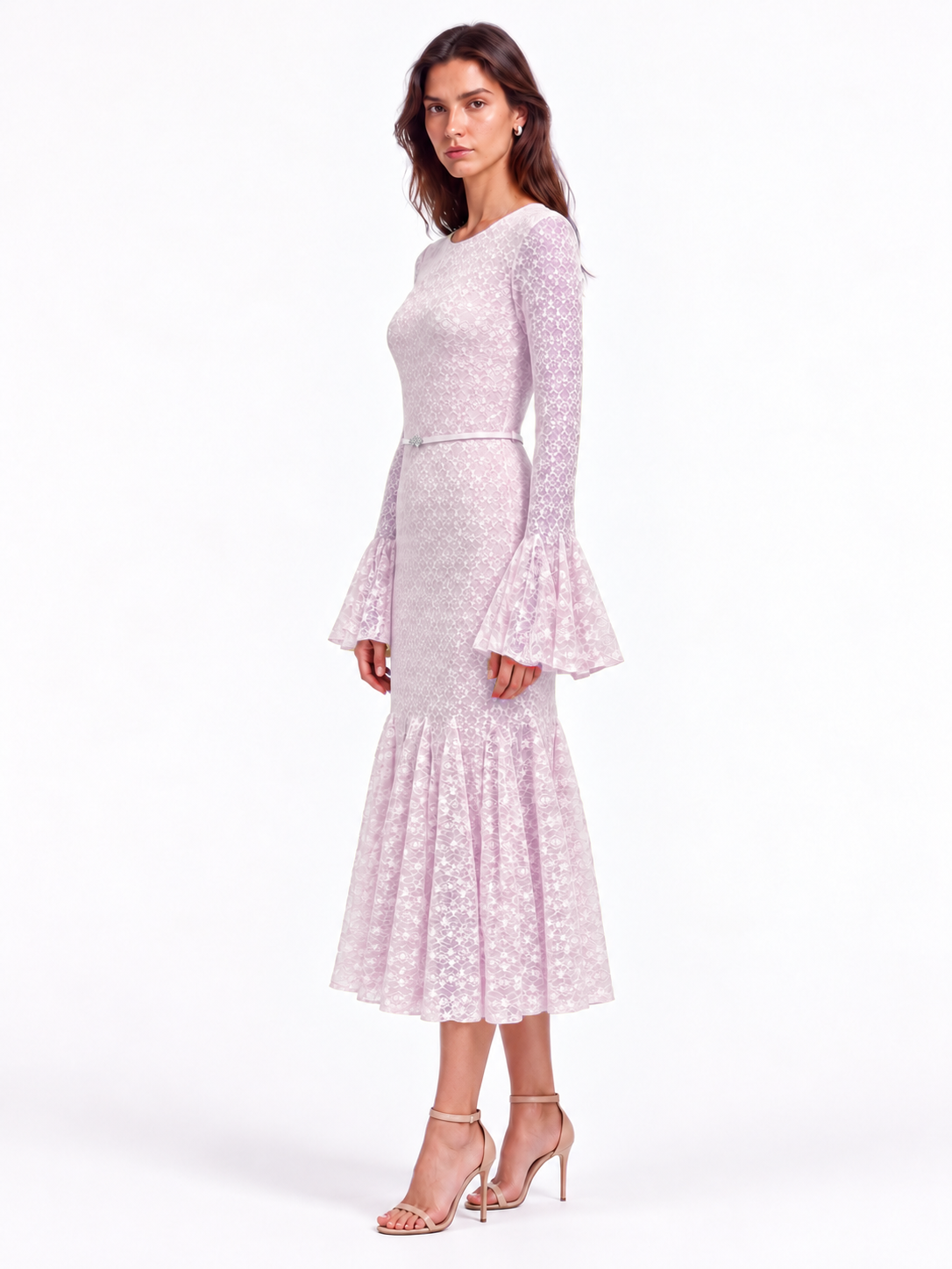 "Elara" Boat-Neck Bell Sleeve Dress