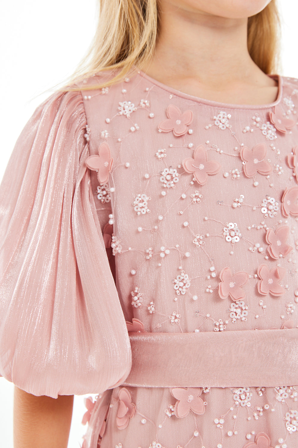 Floral Embroidered Tiered Hem Dress