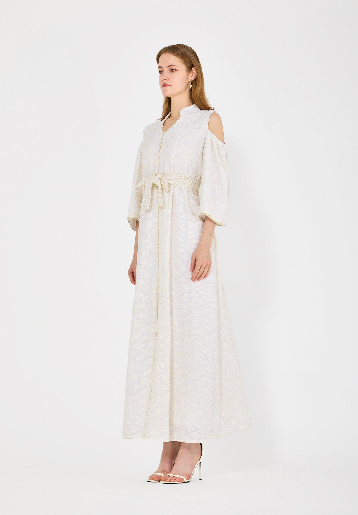 Cold-Shoulder Geometric Pattern Dress