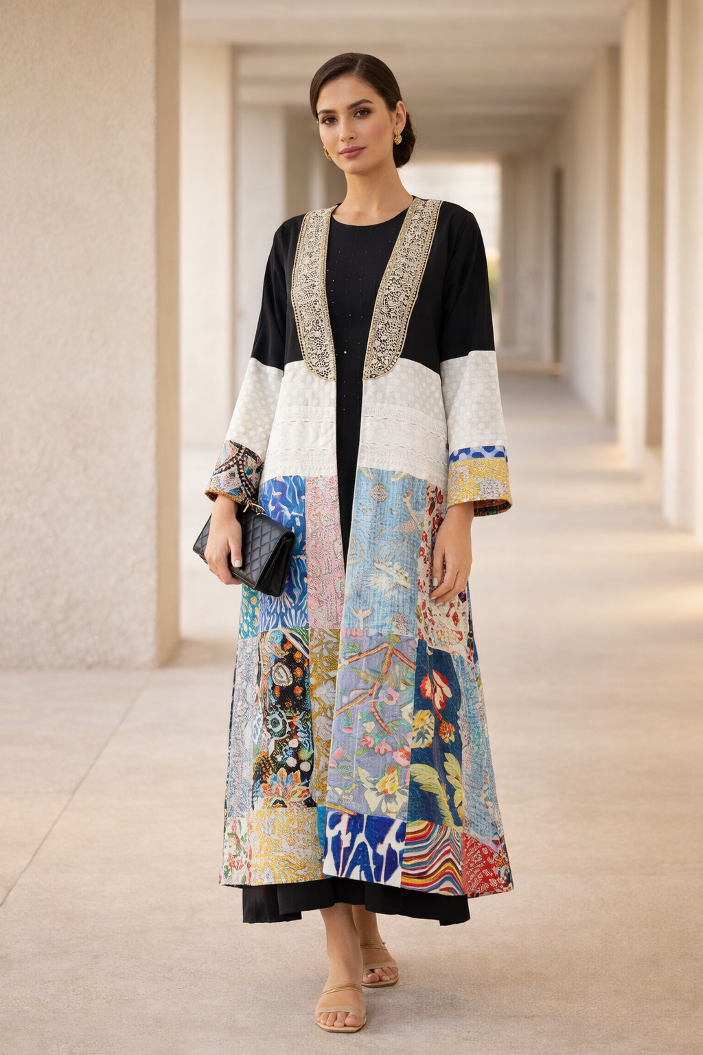 Traditional Kantha Patchwork Bisht & Dress Set