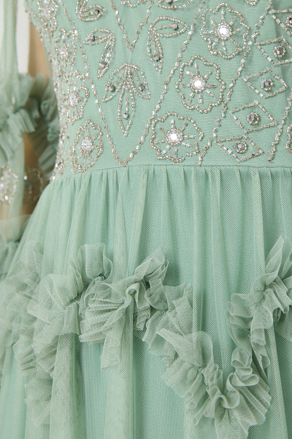 Floral Embellished Ruffle Gown