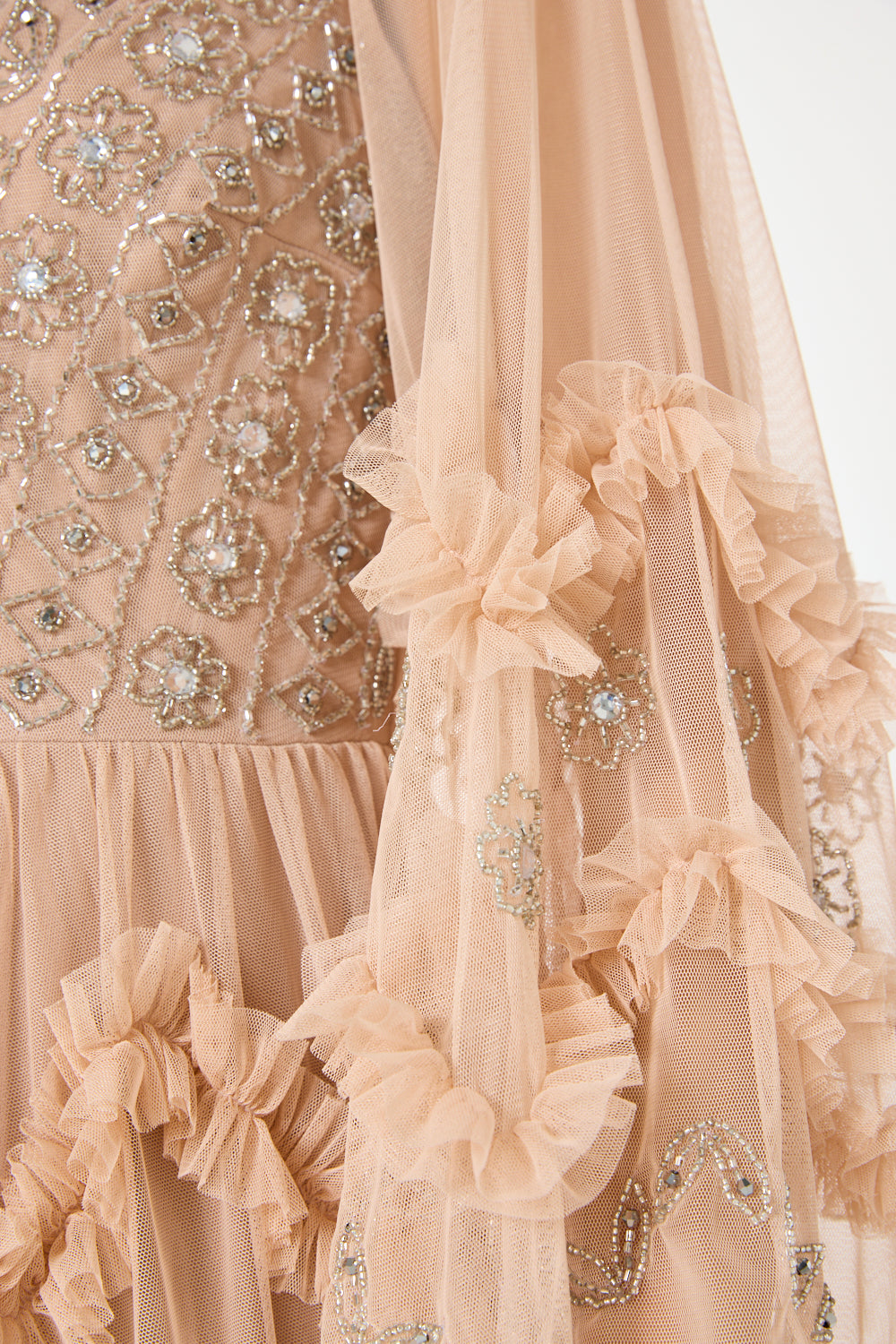 Floral Embellished Ruffle Gown