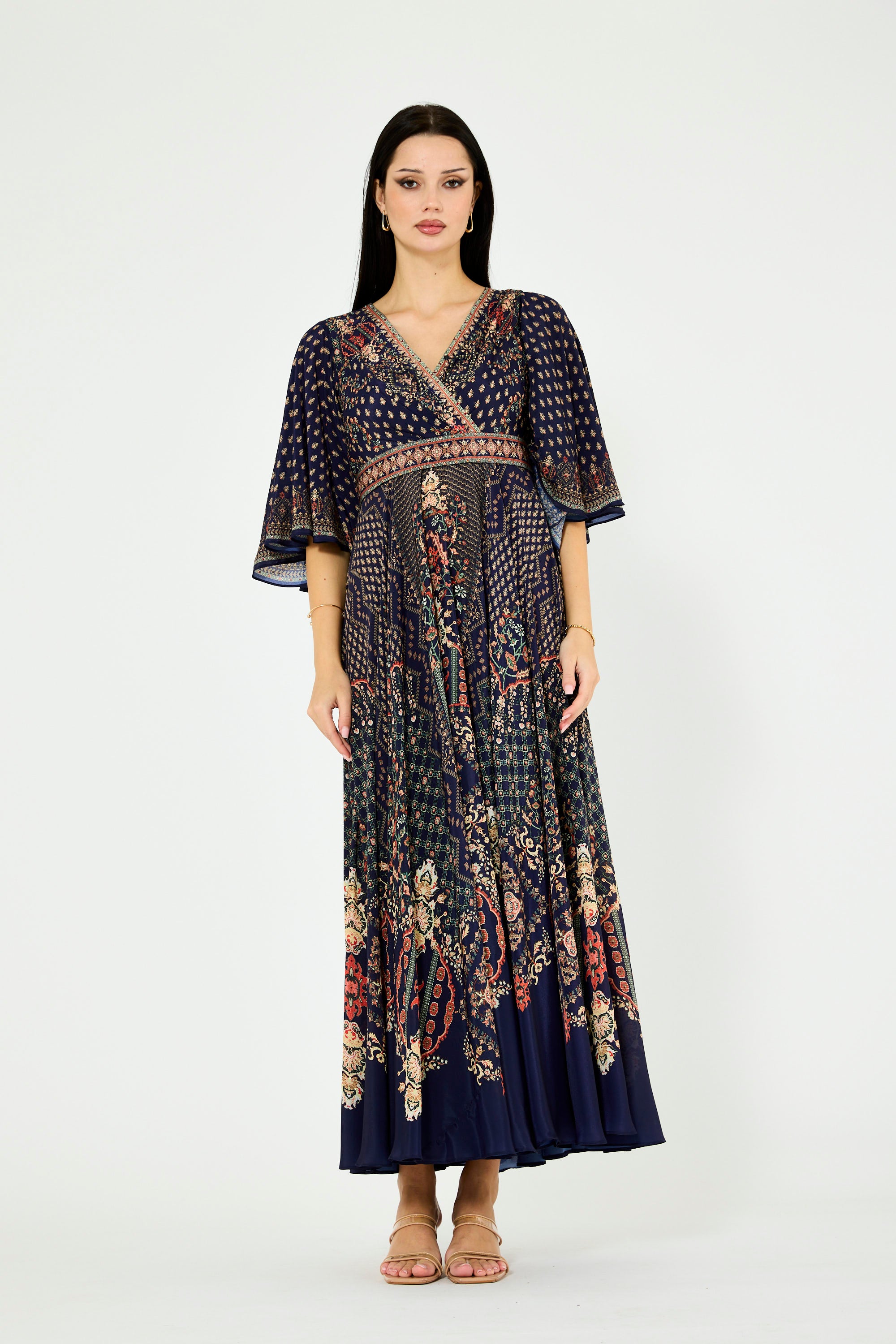 Ditsy Fusion Print Wrap Bodice Dress
