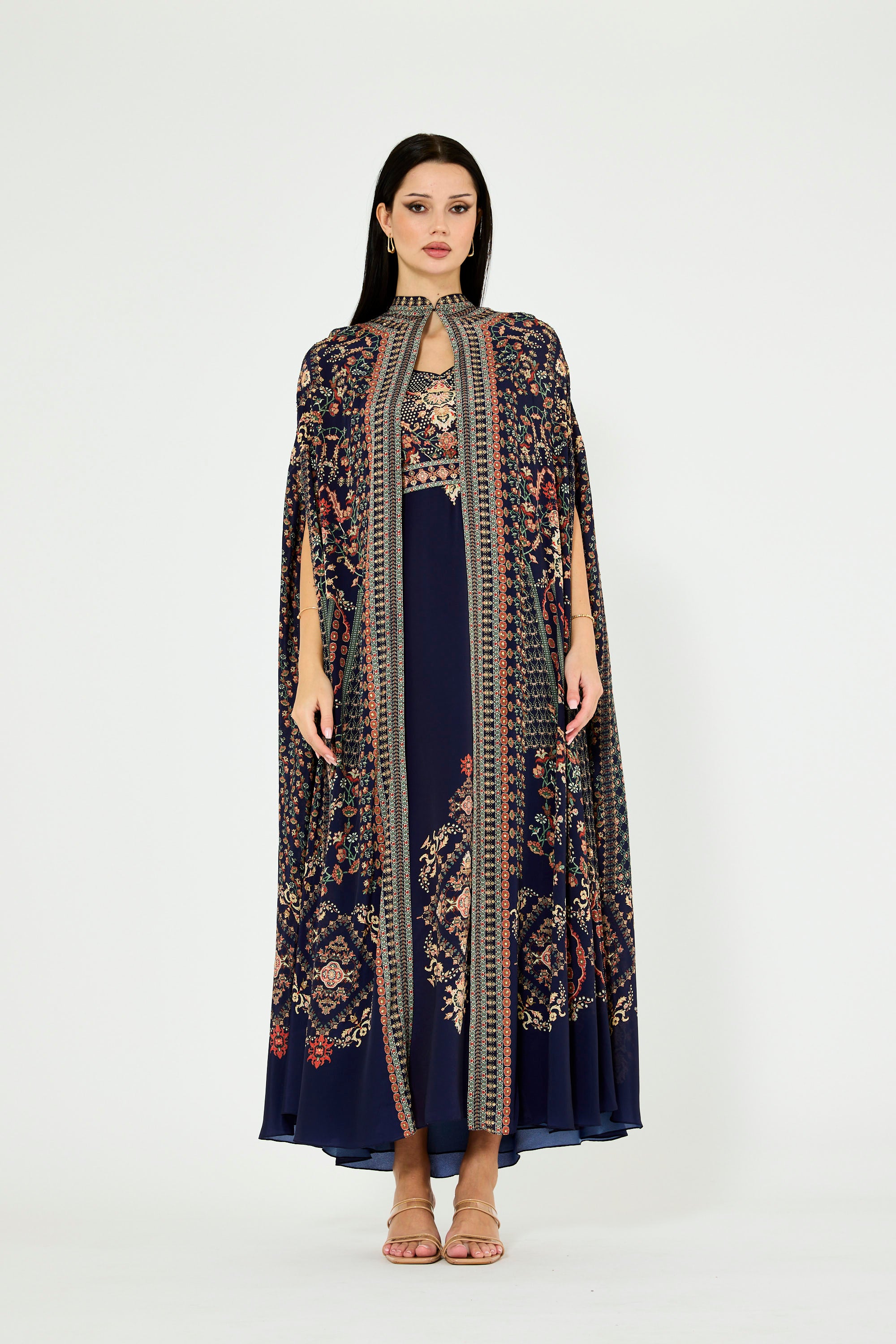 Heritage Motifs Print Bisht & Dress Set