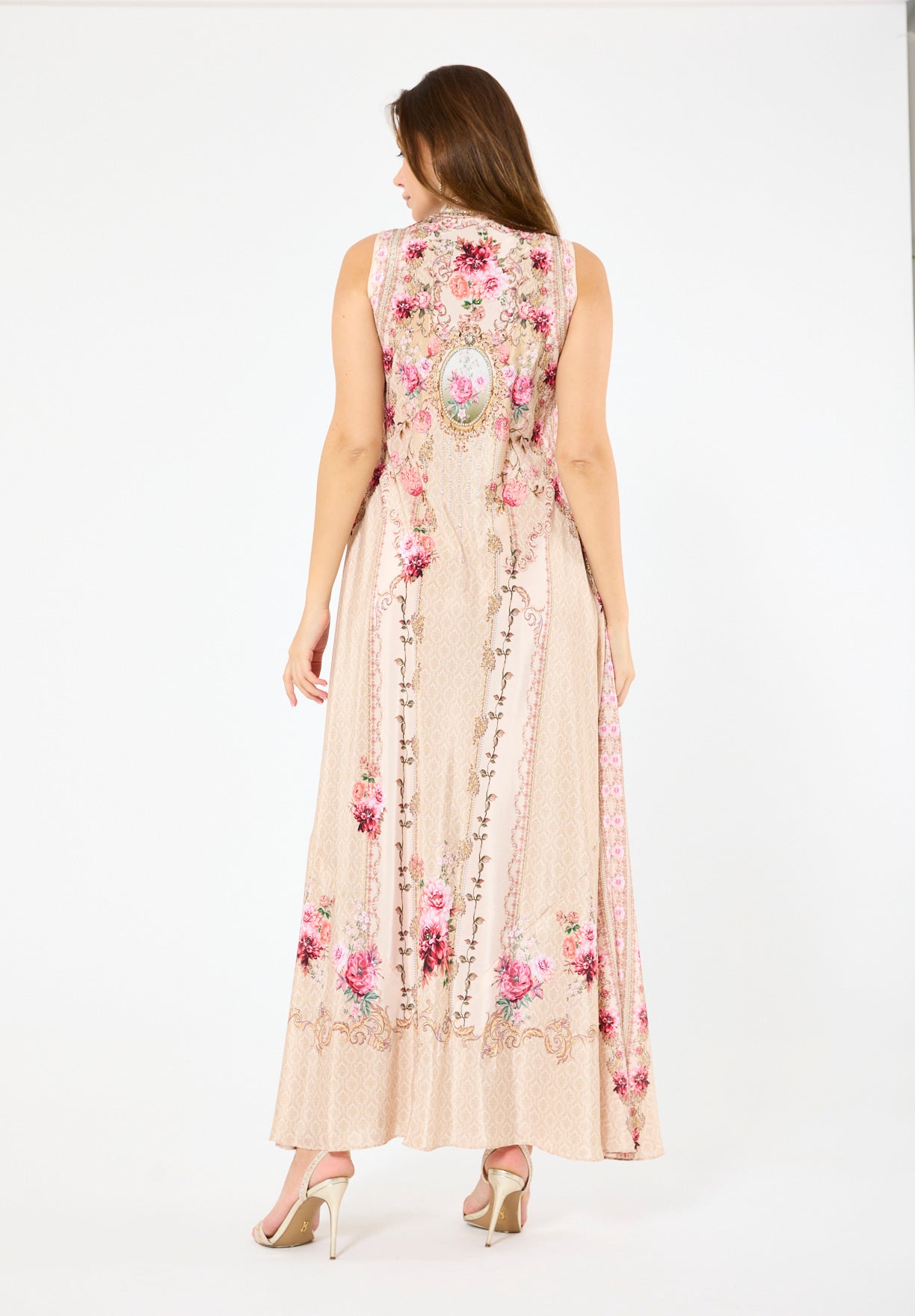 Sleeveless Floral Ombre Print Maxi Dress