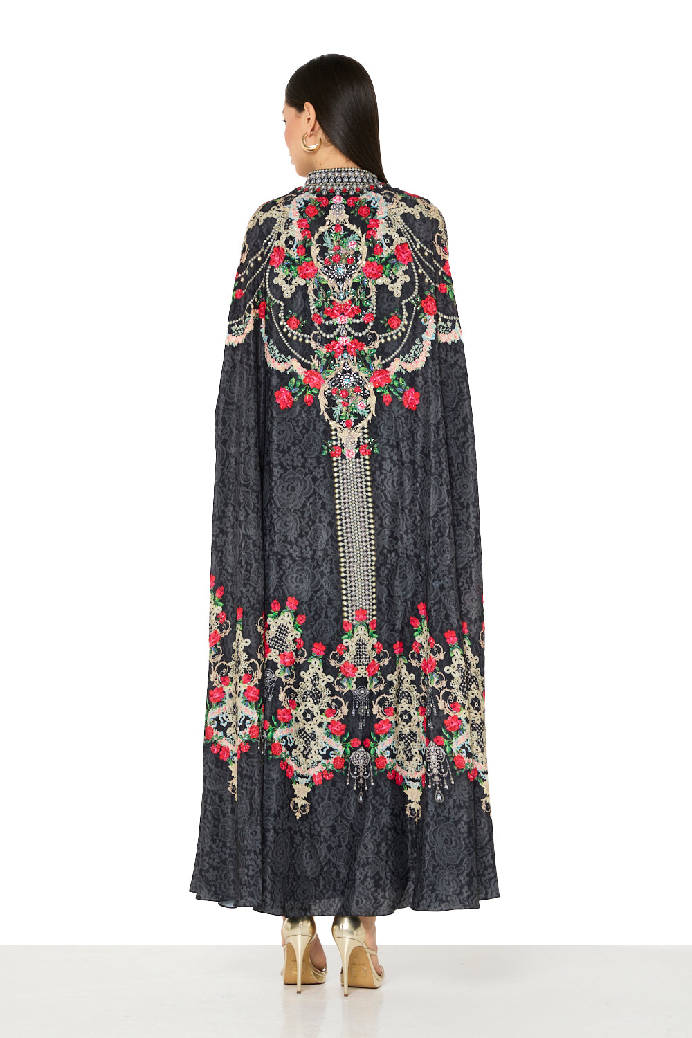 Floral Medallion Motif Bisht and Dress Set
