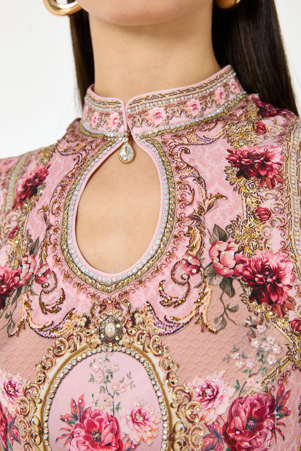 Ornamental Floral Print Maxi Dress