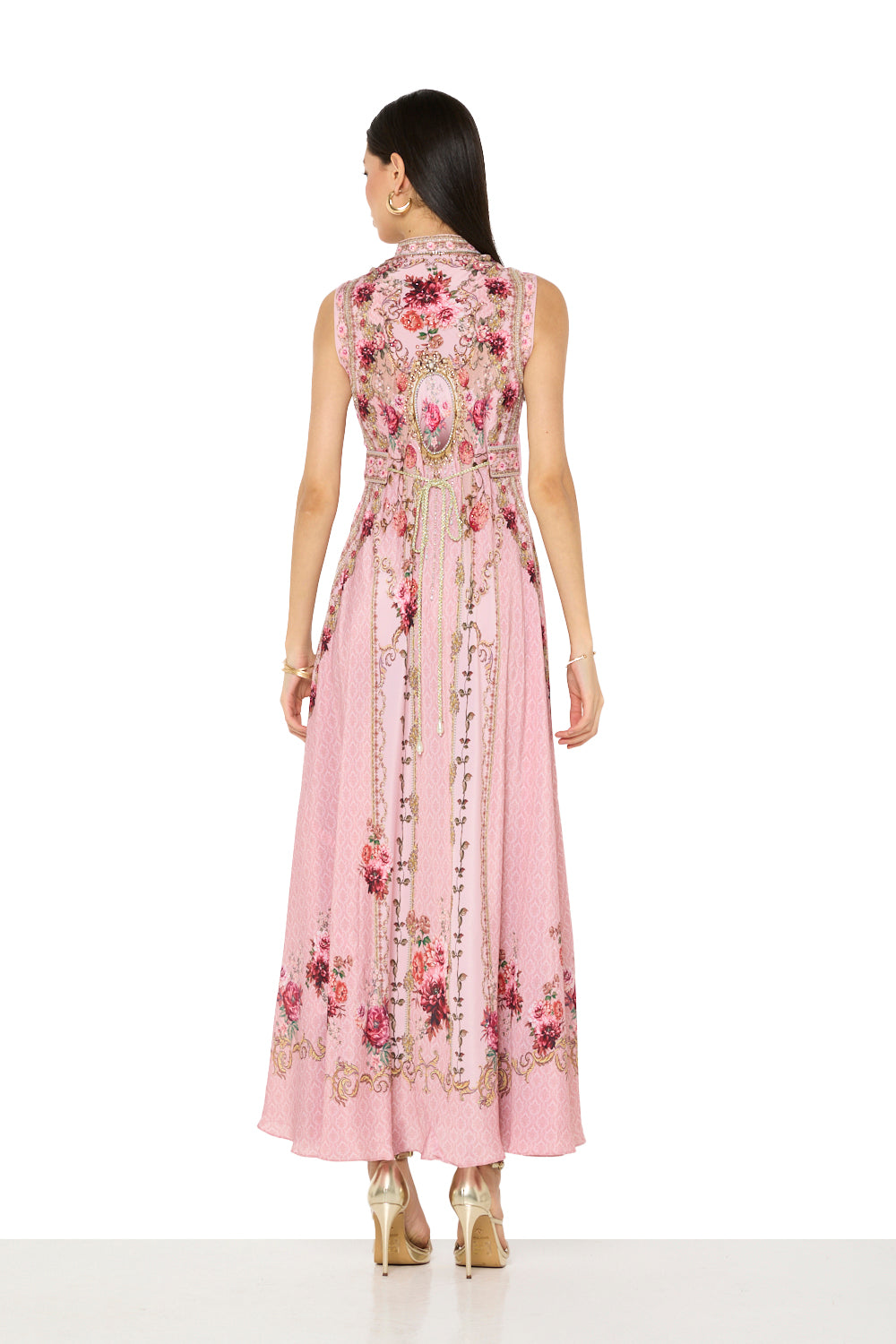Ornamental Floral Print Maxi Dress