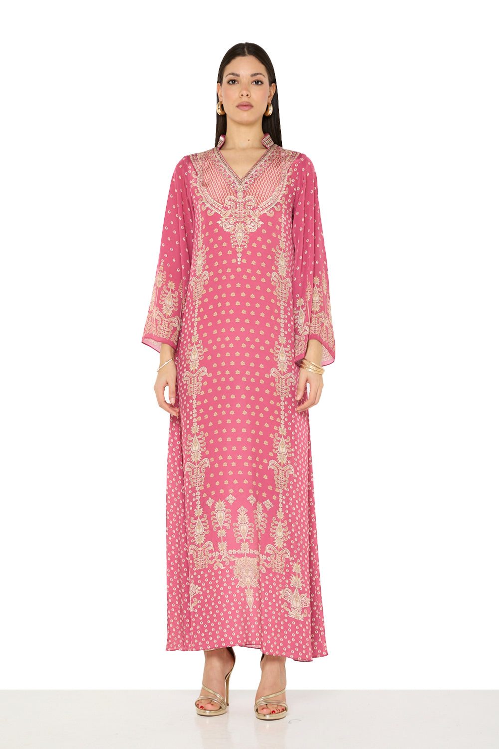 Mughal Buti Print Yoke Maxi Dress