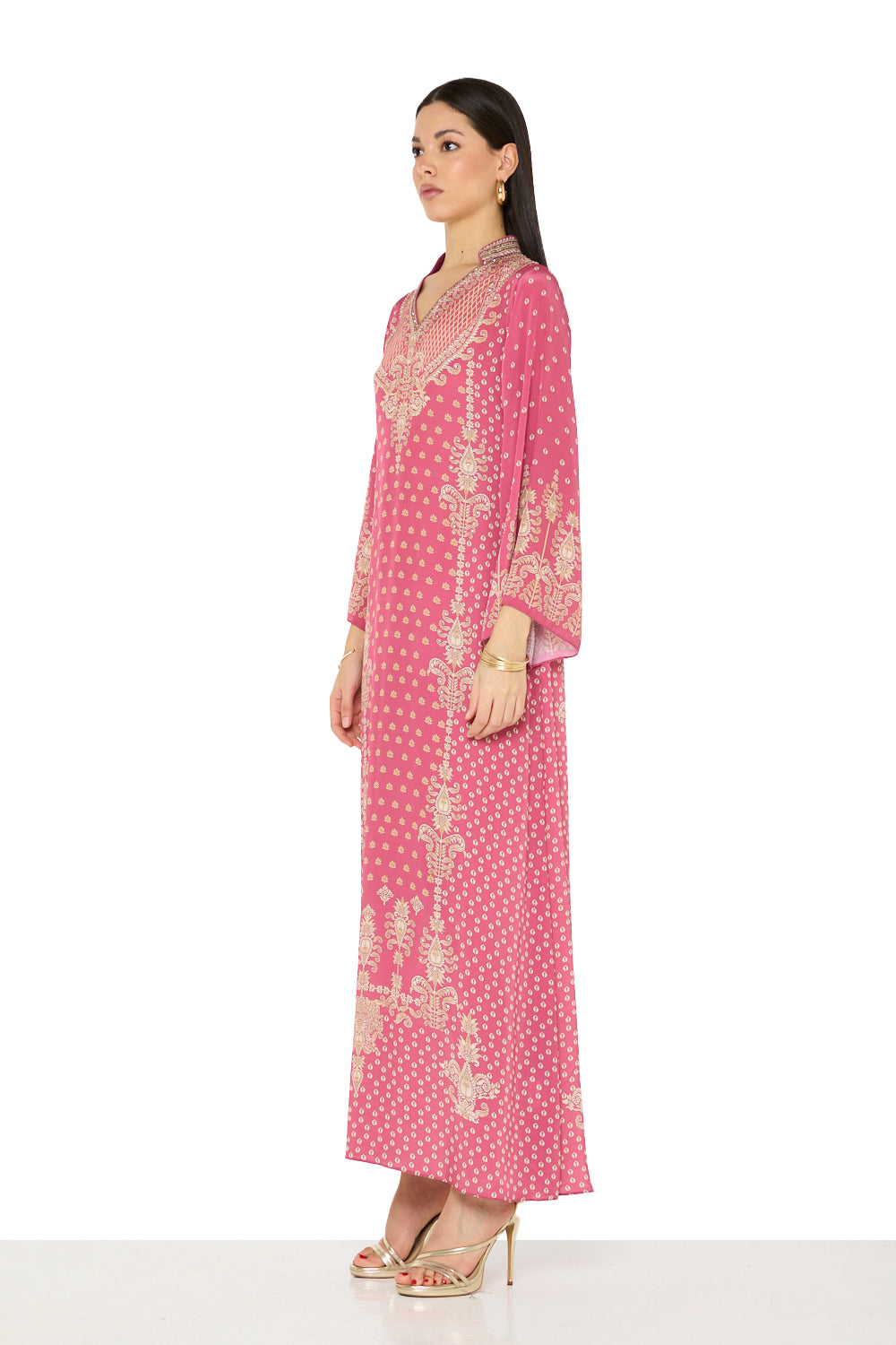 Mughal Buti Print Yoke Maxi Dress