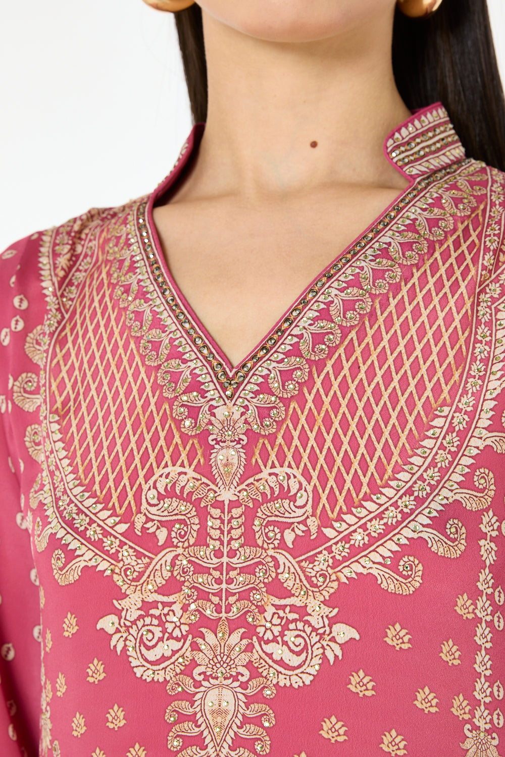 Mughal Buti Print Yoke Maxi Dress