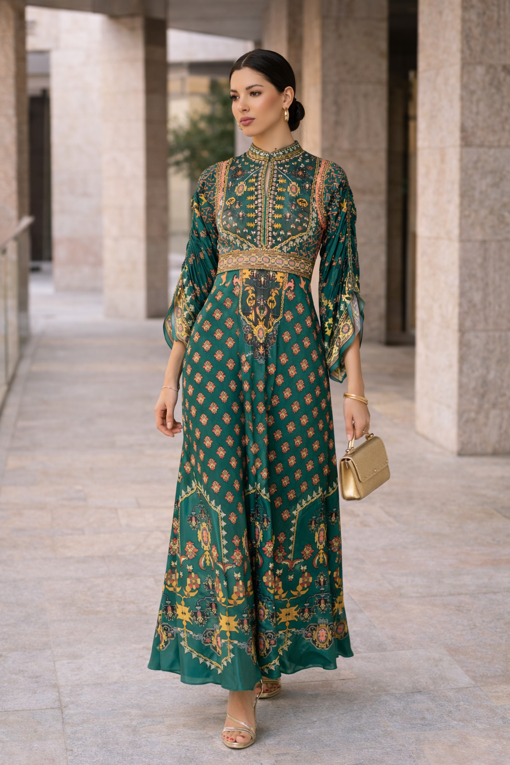 Traditional Falk Motif Maxi Dress