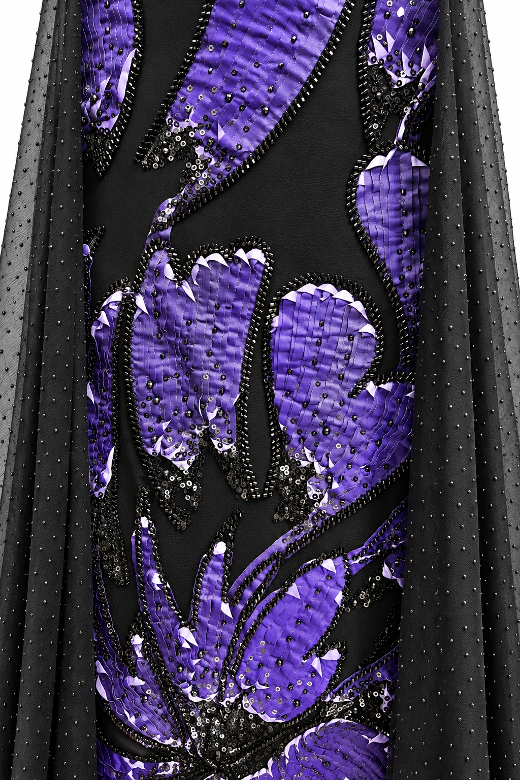 "Zara" Floral Applique Cape Gown