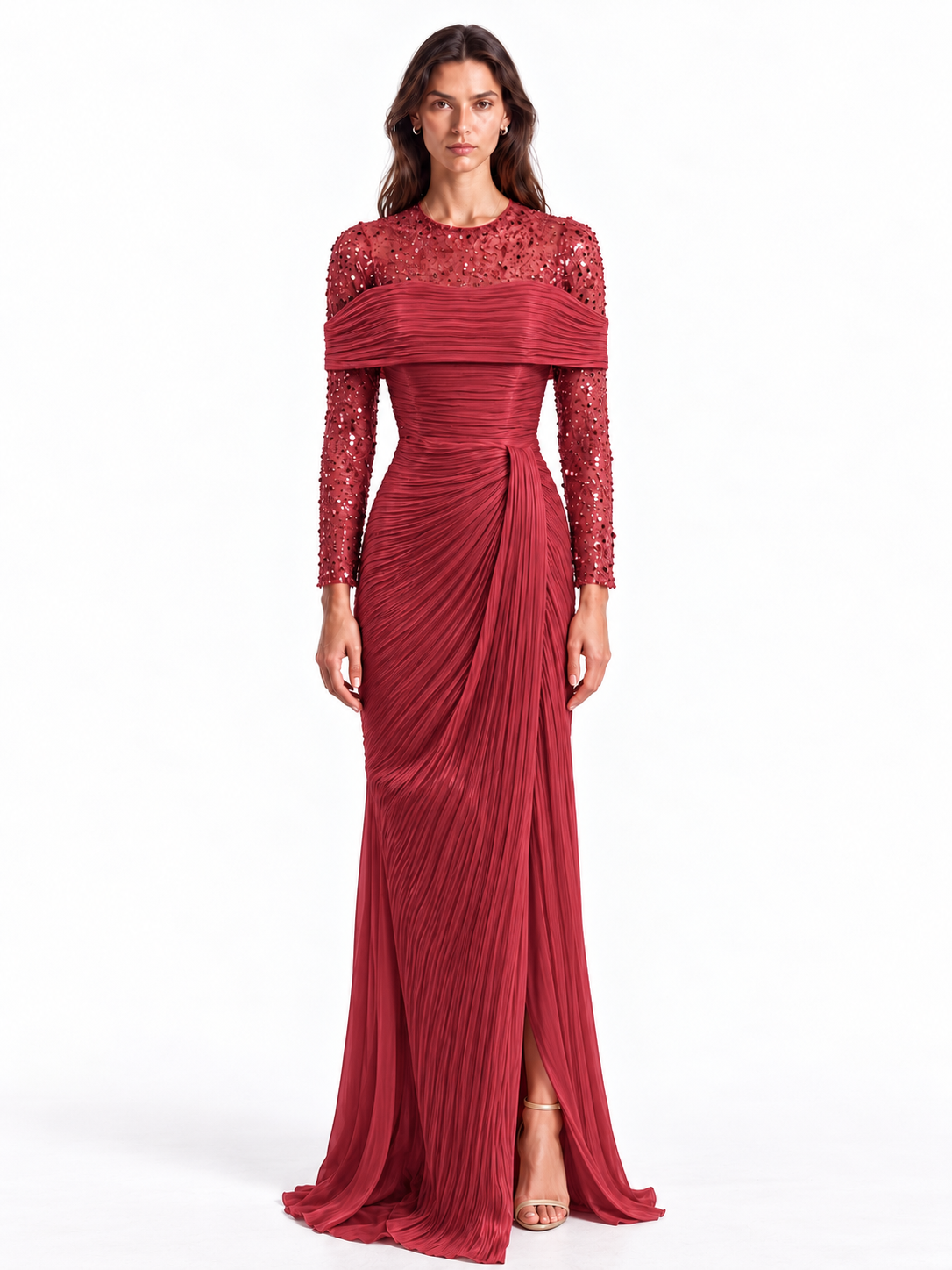 "Samira" Draped Embellished Tulle Dress
