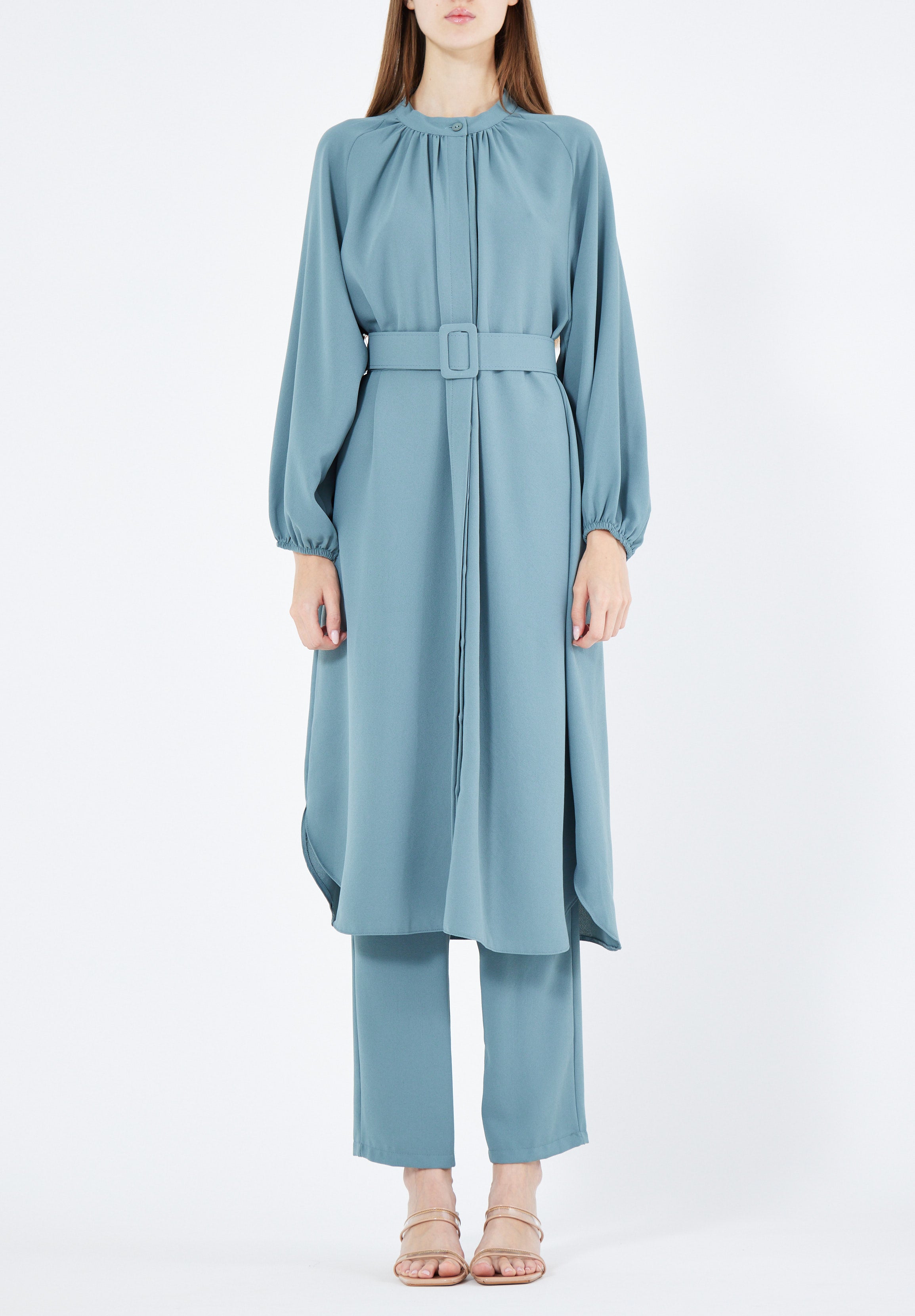 Simple And Elegant Midi Top And Ankle Length Pant With Long Sleeves