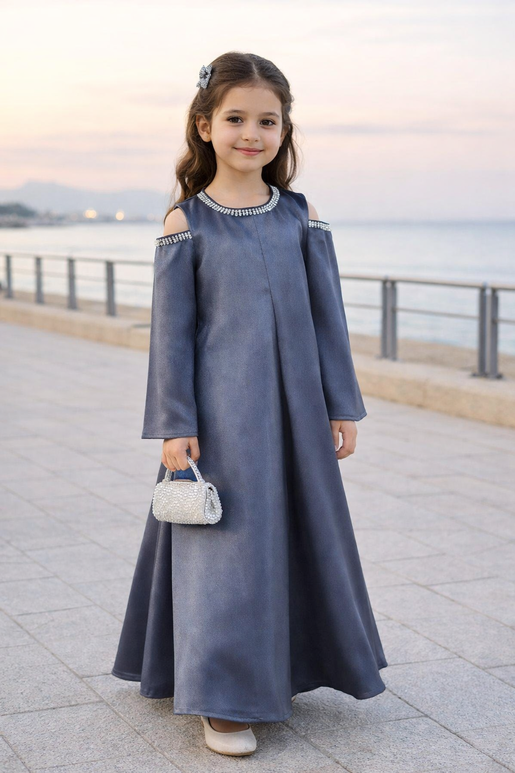 Embellished Trim Cold-Shoulder Dress